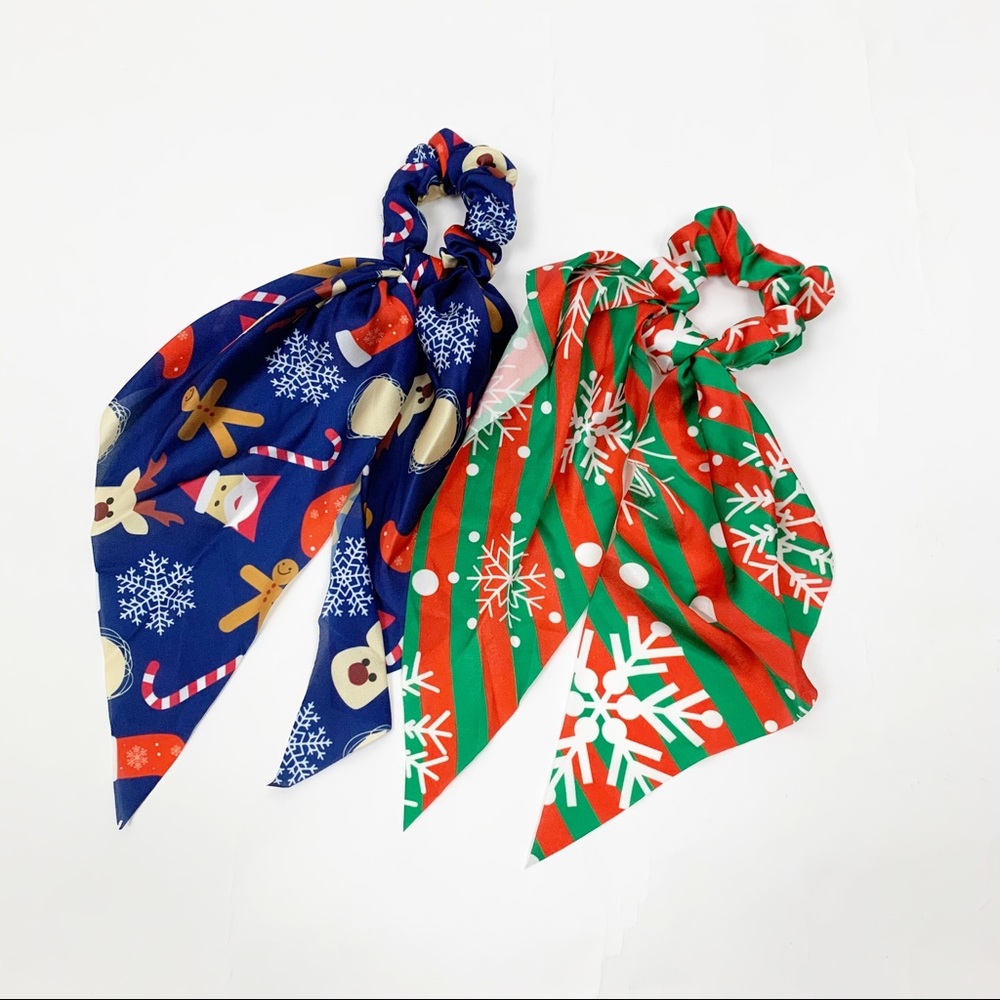 Set 2: Christmas Holiday Scrunchie Hair Ribbon - Picture 4 of 12